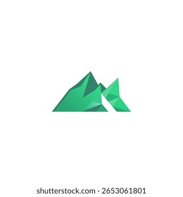 Geometrischer Stil Grün Mountain Range Landschaft Einfaches Symbol Logo