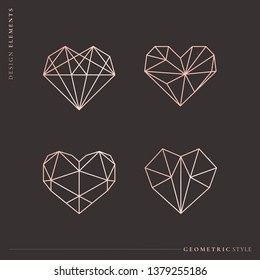 Geometric style heart collection vectors