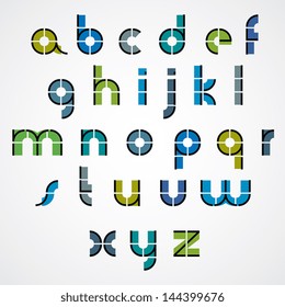 Geometric style letters alphabet, vector font.