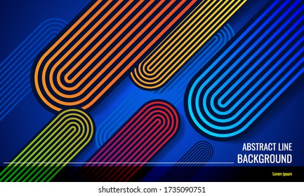 Geometric style line background. Colorful art design shape curve. Applicable for banner, backdrop, cover, flyer, presentation. Vector illustration