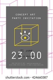 Geometric style party invitation. Vector graphics.