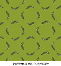 Geometric style seamless pattern with banana leaf ornament. Greenery ornament. Vector illustration for seasonal textile prints, fabric, banners, backdrops and wallpapers.