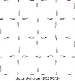 Estilo geométrico sin fisuras con pequeñas botellas moradas con mensaje. Ornamento aislado. Estilo marino. Diseñado para el diseño de tejidos, impresión textil, envoltura, cubierta. Ilustración vectorial.
