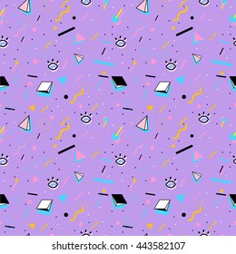 Geometric style seamless pattern with shapes and forms. Vector graphics for backgrounds, covers, art projects and clothes design. 