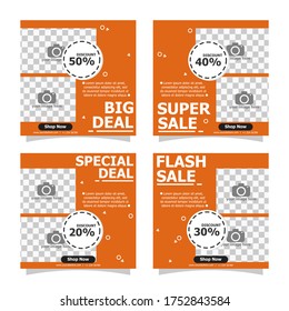 Geometric style social media post with orange colour for your business promotion