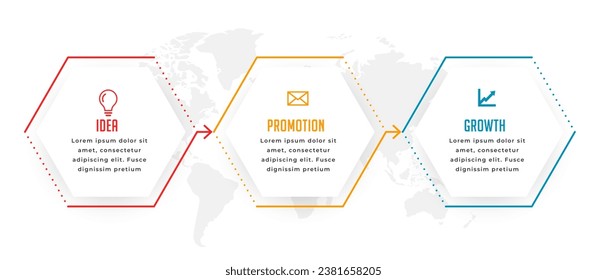 estilo geométrico tres pasos infográfico plantilla de diagrama de procesos vectorial