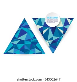 Geometric Style Vector Blue Web Banner, Card, Abstract Background Design