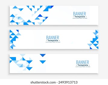 geometric style wide web business header template in set vector