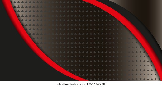 Geometric stylish black and red background. Abstract technological background with paper cut layers. Vector design element for banners, posters, covers.