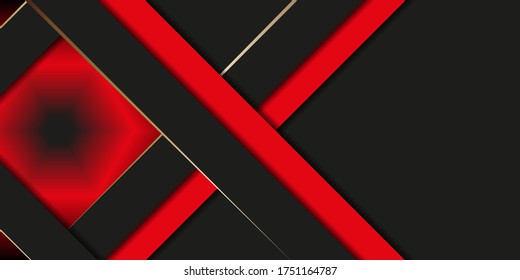 Geometric stylish black and red background. Abstract technological background with paper cut layers. Vector design element for banners, posters, covers.