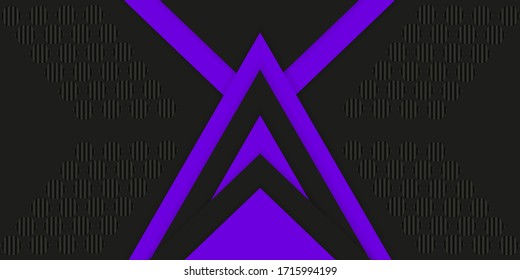 Geometric stylish black and violet background with triangles. Abstract 3d background with paper cut layers. Vector design element for banners, posters, covers.