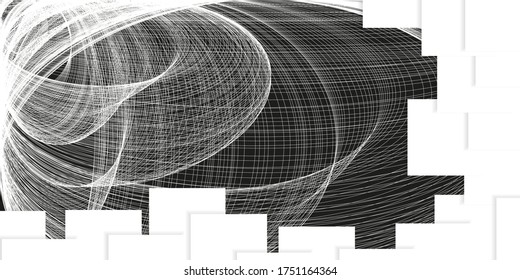Fondo geométrico elegante en blanco y negro. Resumen del fondo tecnológico con capas de corte de papel. Elemento de diseño de vectores para carteles, carteles, cubiertas.
