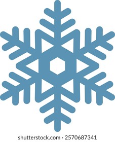 Geometric and stylized blue snowflake resting on a white background. Symbolizing the essence of winter. Christmas celebrations. New Year s Eve festivities. And the chill of ice and cold temperatures