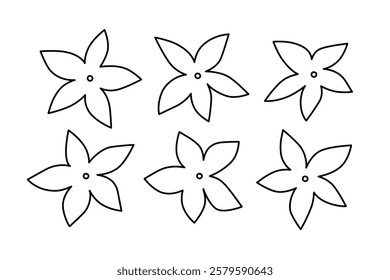 Geometric stylized flowers in groovy naive style. Floral botanic hand drawn design element.