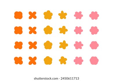 Geometric stylized flowers. Modern linear design sign. 60s and 70s Retro style.