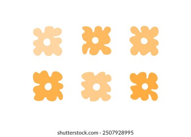 Geometric stylized flowers. Modern linear design sign. 60s and 70s Retro style.