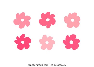 Flores geométricas estilizadas. Signo de diseño lineal moderno. Estilo retro de los años 60 y 70.