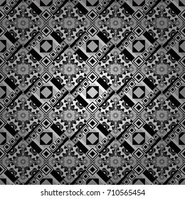 Geometric stylized multicolored seamless pattern. Vector modern geometrical abstract background in gray colors. Texture, new background.