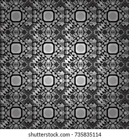 Geometric stylized multicolored seamless pattern. Vector modern geometrical abstract background in black, white and gray colors. Texture, new background.