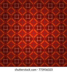 Geometric stylized multicolored seamless pattern. Vector modern geometrical abstract background in orange, brown and red colors. Texture, new background.
