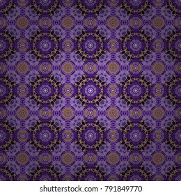 Geometric stylized multicolored seamless pattern. Vector modern geometrical abstract background in black, violet and purple colors. Texture, new background.