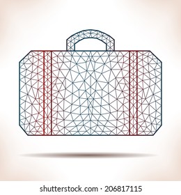 Geometric suitcase. Unusual interpretation for flyer, card or other.