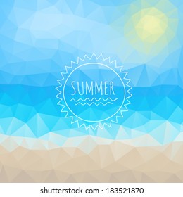 Geometric summer background. Sea and sun. Triangle mosaic.