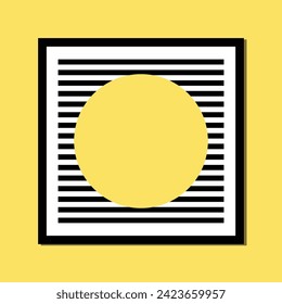 geometric sun bright line composition. Boho wall decort trendy mid century framed square poster art print. Abstract Hand drawn modern minimalist for wall decor, book, covers, posters, flyers.