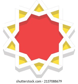 Geometric sun logo in yellow, orange and white colors with shadow