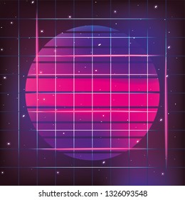geometric sun neon and graphic style