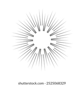 Raio solar geométrico. Raio de sol e sol, explosão de sol. Criatividade e arte minimalistas. Cartaz ou banner. Explosão e explosão. Ilustração de vetor linear isolada no plano de fundo branco