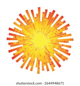 Geometric sun stylization, summer sunlight, sun rays, vector drawing
