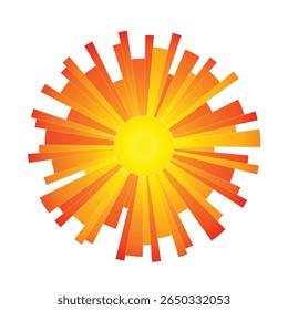 Geometric sun stylization, summer sunlight, sun rays, vector drawing