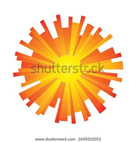 Geometric sun stylization, summer sunlight, sun rays, vector drawing