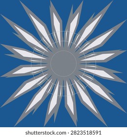 Geometric sunburst radial pattern with sharp edged petals