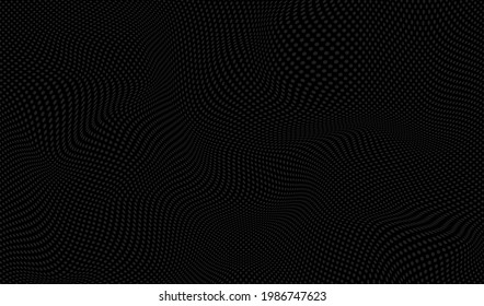 Geometric surface, landscape. Background with distorted surface. Banner with dots