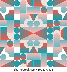 Geometric surface pattern with triangles, circles and simple shapes in pretty modern colors. Surface pattern for backgrounds, walls and fabrics