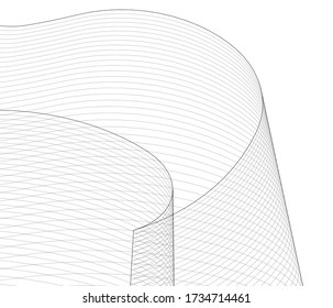 
geometric surface wave abstract architecture 3d