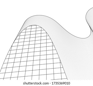 geometric surface wave abstract architecture 3d
