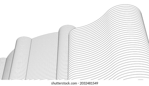 abstrakte Architektur der geometrischen Oberflächenwellen 3d