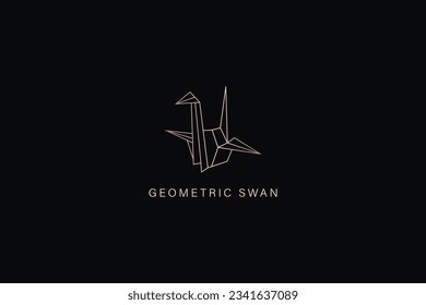 geometric swan illustration design, swan duck line art design
