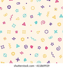 Geometric sweets seamless vector pattern. Abstract vector illustration with geometric elements, shapes.
