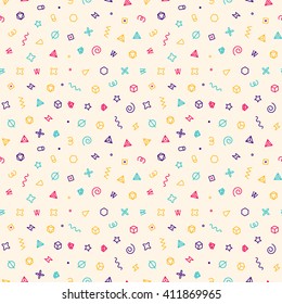Geometric sweets seamless vector pattern. Abstract vector illustration with geometric elements, shapes.