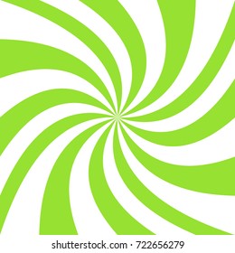 Geometric swirl background - vector spiral graphic design from green and white twisting rays