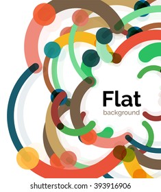 Geometric swirl and circle lines abstract background. Vector flat design illustration