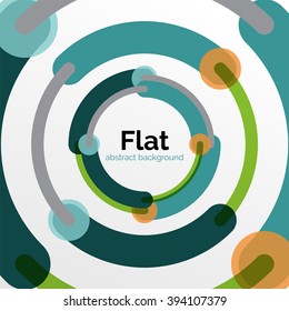 Geometric swirl and circle lines abstract background. Vector flat design illustration