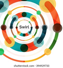 Geometric swirl and circle lines abstract background. Vector flat design illustration