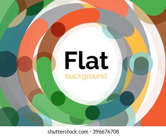 Geometric swirl and circle lines abstract background. Vector flat design illustration