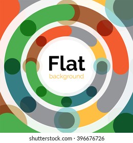 Geometric swirl and circle lines abstract background. Vector flat design illustration