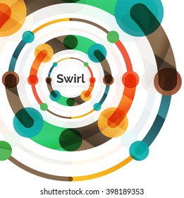 Geometric swirl and circle lines abstract background. Vector flat design illustration